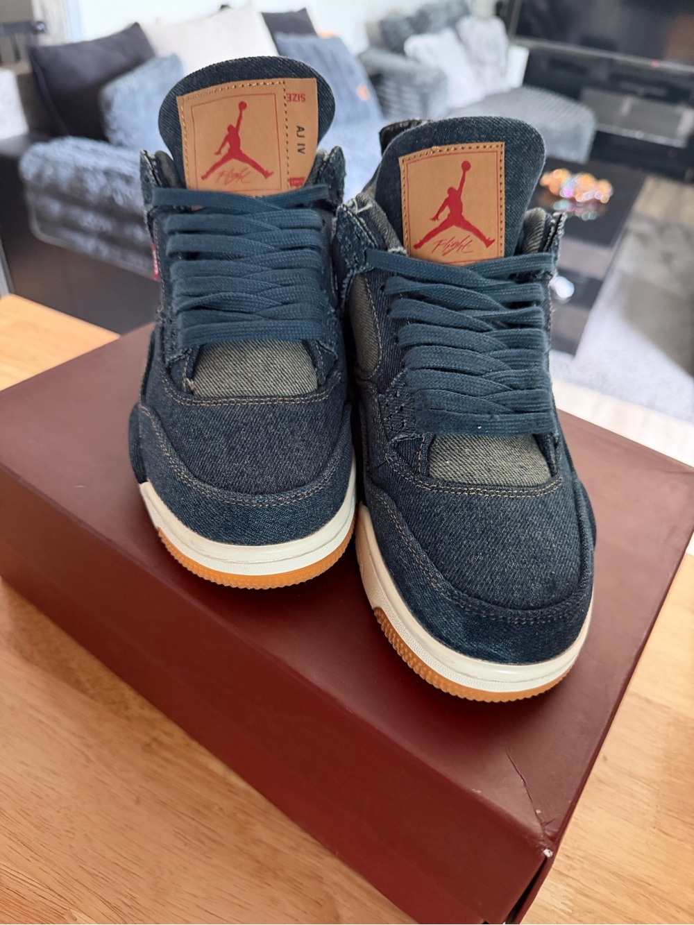 Jordan Men’s Denim Sneaker in Dark Blue with Gum Outsole